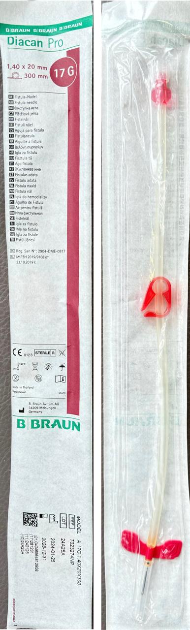 Голка фістульна артеріальна Діакан Про 17G A 1,4 mm x 20 mm x 300 mm